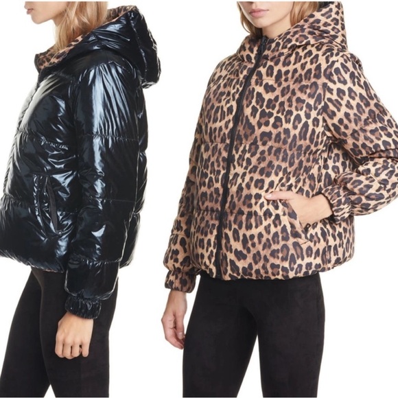 Alice and Olivia Durham Reversible Puffer Black Hoodie Jacket - Picture 7 of 16